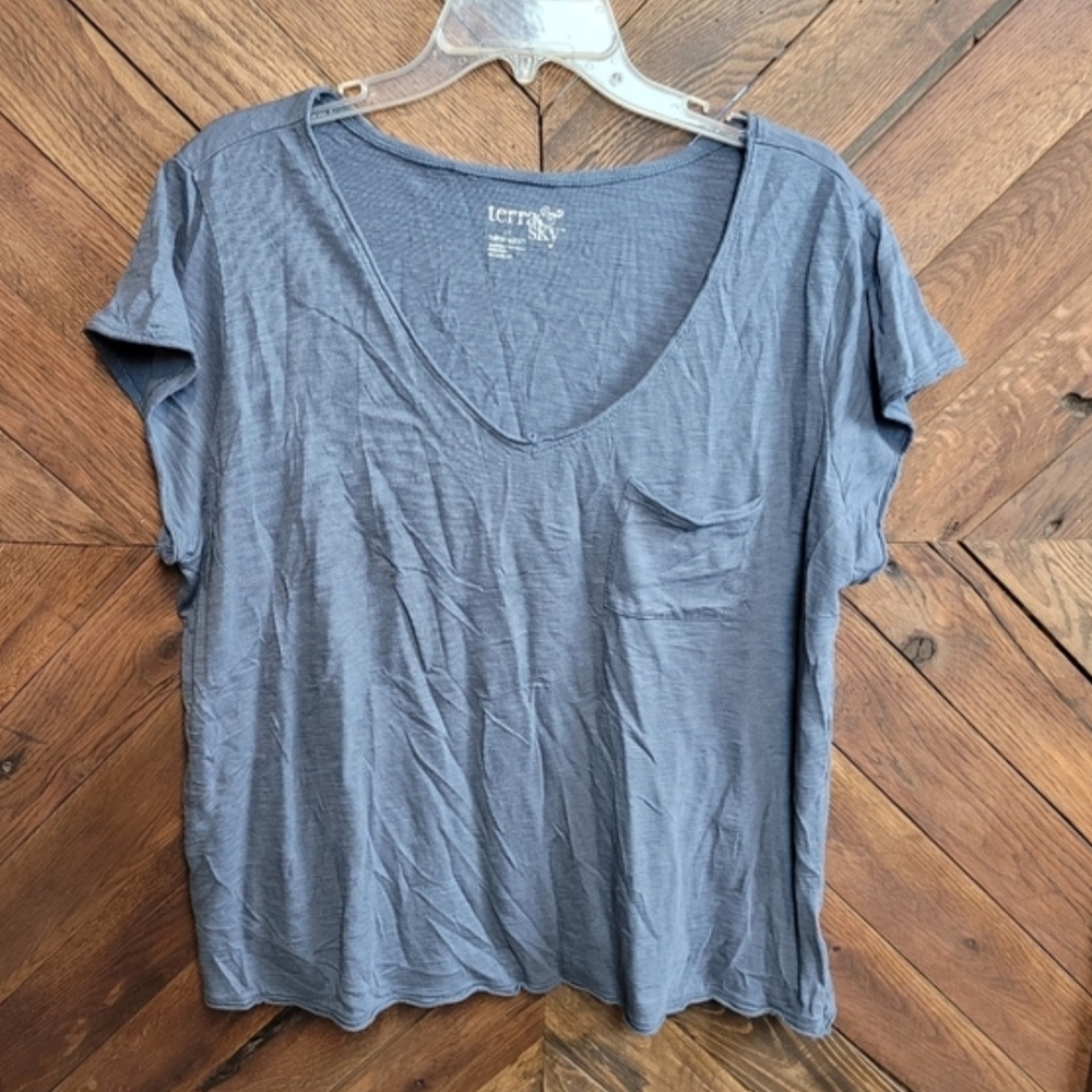 Terra & Sky Women's Grey Short Sleeve Top 1X